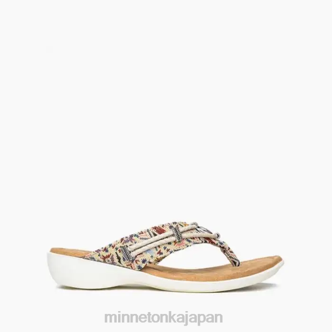 履物 Minnetonka シルバーソーン 360 クリーム色のニードルポイントプリント 女性 4RXJ156