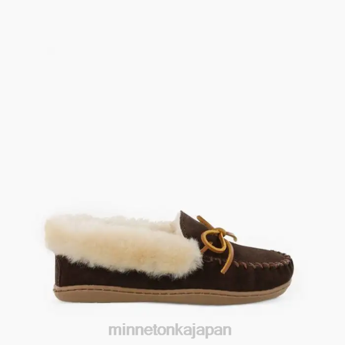 履物 Minnetonka アルパインシープスキンモック チョコレート 女性 4RXJ225