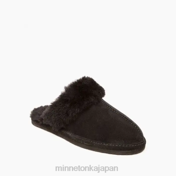 履物 Minnetonka シープスキンのスライド 黒 女性 4RXJ234