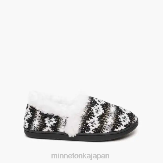 履物 Minnetonka ディナ 黒白ニット 女性 4RXJ248