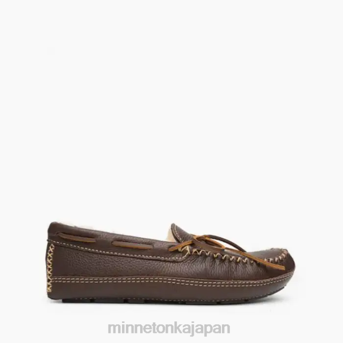 履物 Minnetonka シープスキンヘラジカスリッパ チョコレート 男性 4RXJ411