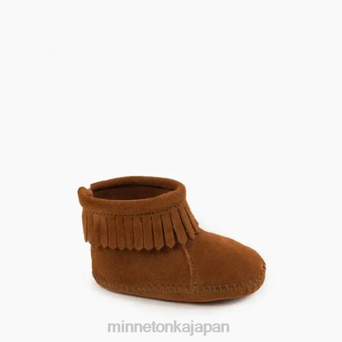 履物 Minnetonka バックフラップブーティ 茶色 子供たち 4RXJ490