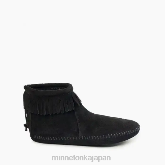履物 Minnetonka バックジップソフトソールブーツ 黒 女性 4RXJ7